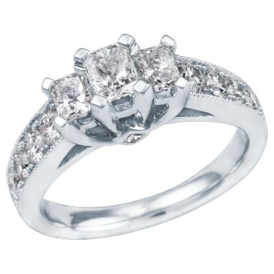 1 1/2ct TW Radiant Cut Three-Diamond Ring 