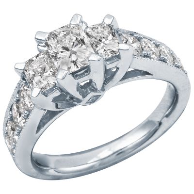 2ct TW Radiant Cut Three-Diamond Ring