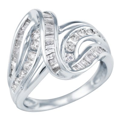 1ct TW Round & Baguette Diamond Ring 