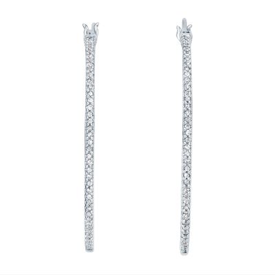 1/2ct TW Round Diamond Hoop Earrings