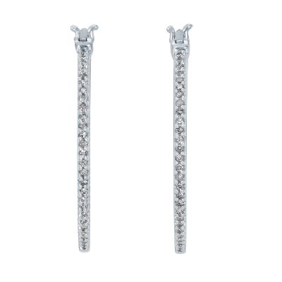 1/4ct TW Round Diamond Hoop Earrings