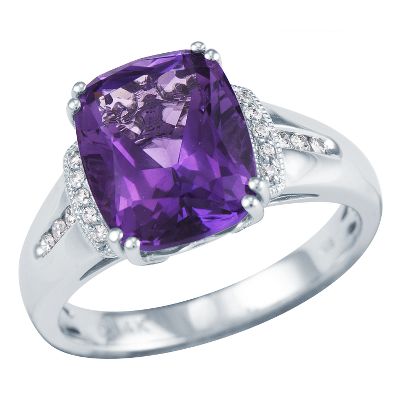 Cushion Cut Amethyst Ring