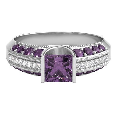 Princess Cut Amethyst Ring
