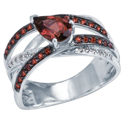 Pear-Shaped Rhodolite Garnet Ring