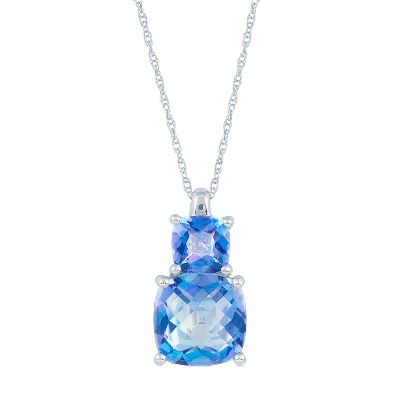 Cushion Checkerboard Cut Pacific Fire Topaz Pendant