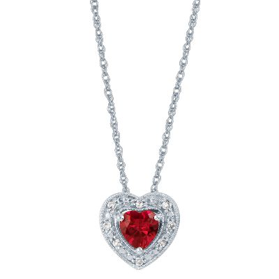 Heart-Shaped Lab-Created Ruby Pendant