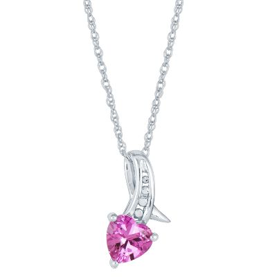Heart-Shaped Lab-Created Pink Sapphire Pendant