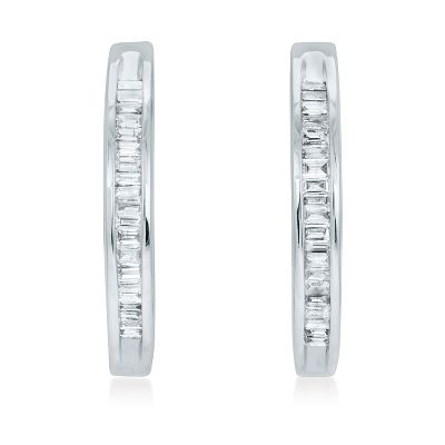 1/2ct TW Hoop Diamond Earrings