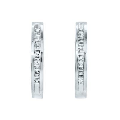 1/4ct TW Hoop Diamond Earrings