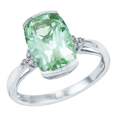 Cushion Cut Green Amethyst Ring
