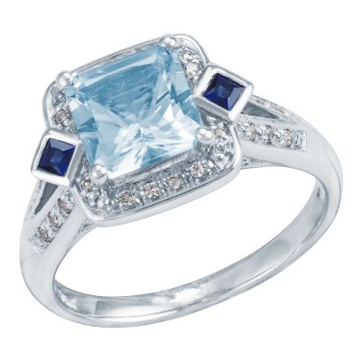 Radiant Cut Aquamarine Ring