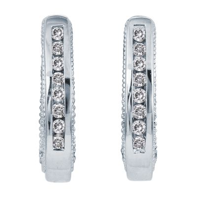 1/5ct TW Hoop Diamond Earrings