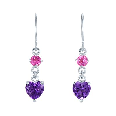 Heart-Shaped Amethyst Earrings