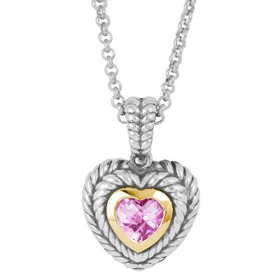 Heart-Shaped Lab-Created Pink Sapphire Pendant