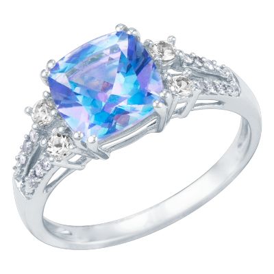 Cushion Cut Pacific Fire Topaz Ring