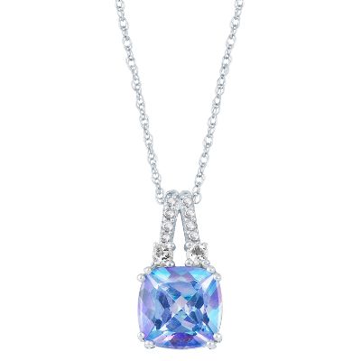 Cushion Cut Pacific Fire Topaz Pendant
