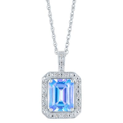 Emerald Cut Pacific Fire Topaz Pendant