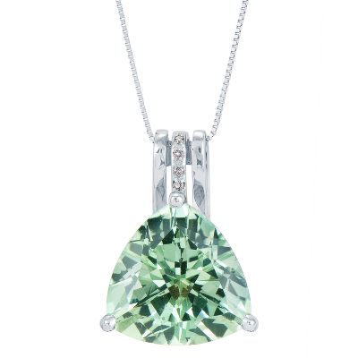 Trillion Cut Green Amethyst Pendant