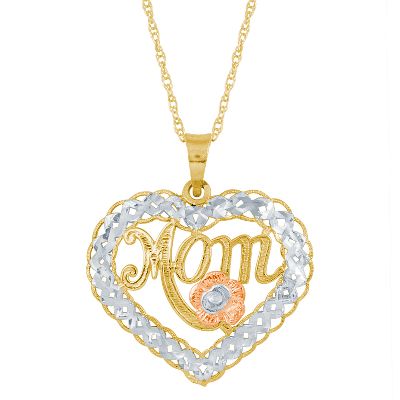 Heart-Shaped <i>Mom</i> Pendant