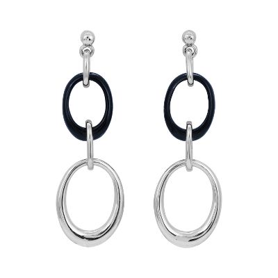 Double Circle Onyx Earrings