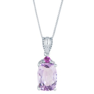Cushion Cut Rose de France Amethyst Pendant