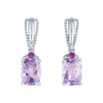 Cushion Cut Rose de France Amethyst Earrings