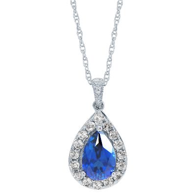 Lab-Created Ceylon Sapphire Pendant