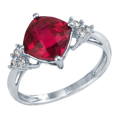 Cushion Cut Lab-Created Ruby Ring