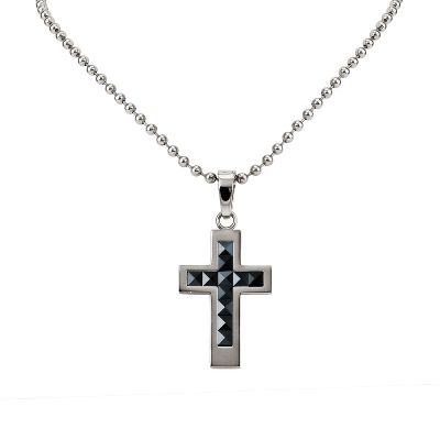 Stainless Steel & Ceramic Cross Pendant