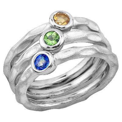 Round Citrine, Pacific Fire Topaz & Peridot Stack Rings