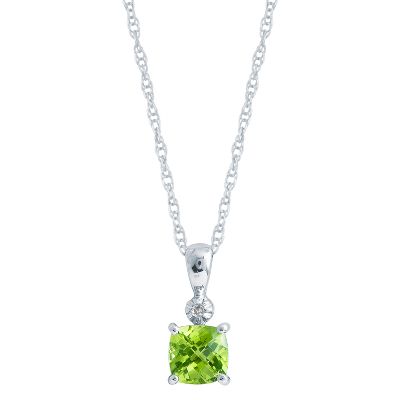 Cushion Checkerboard Cut Peridot Pendant