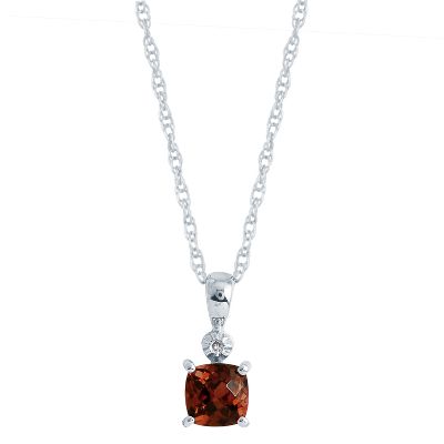 Cushion Checkerboard Cut Garnet Pendant