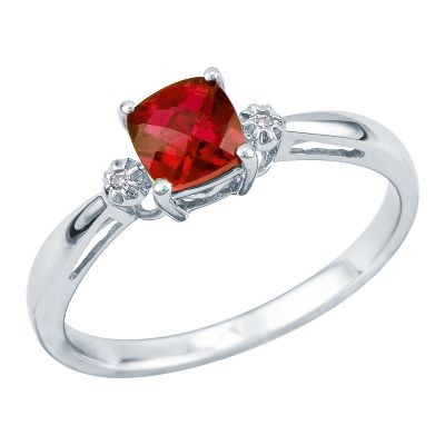 Cushion Checkerboard Cut Lab-Created Ruby Ring