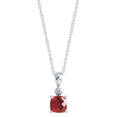 Cushion Checkerboard Cut Lab-Created Ruby Pendant