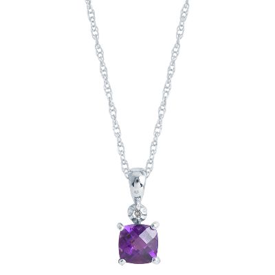 Cushion Checkerboard Cut Amethyst Pendant