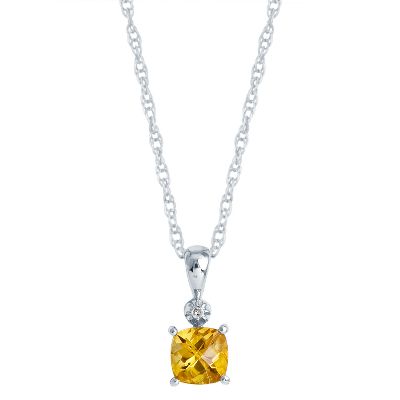 Cushion Checkerboard Cut Citrine Pendant