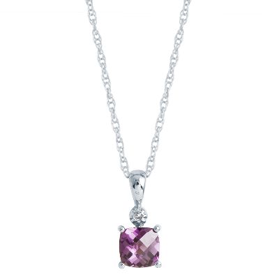 Cushion Checkerboard Cut Lab-Created Alexandrite Pendant