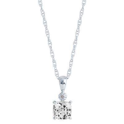 Cushion Checkerboard Cut Lab-Created White Sapphire Pendant