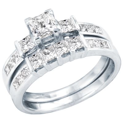 1 1/2ct TW Diamond Engagement Ring Set, GIA® Graded