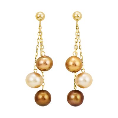 Multi-Colored Chocolate Freshwater Cultured Pearl Earrings