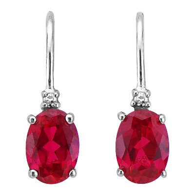 Oval Lab-Created Ruby Earrings