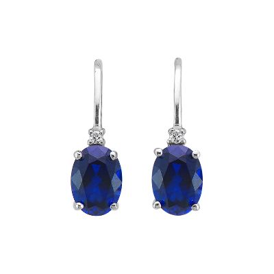Oval Lab-Created Ceylon Sapphire Earrings