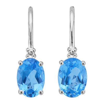 Oval Blue Topaz Earrings
