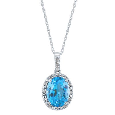 Oval Blue Topaz Pendant