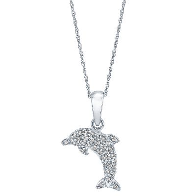 1/10ct TW Dolphin Diamond Pendant