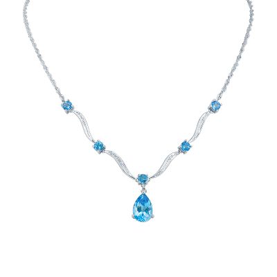 Singapore Chain Blue Topaz Pendant 