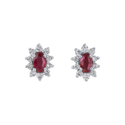 Oval Ruby Earrings