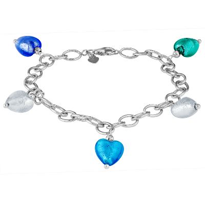 Venetian Glass Hearts Bracelet