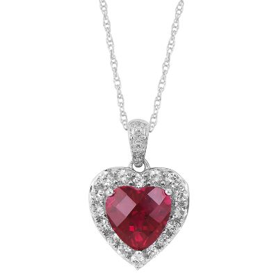 Heart-Shaped Lab-Created Ruby Pendant