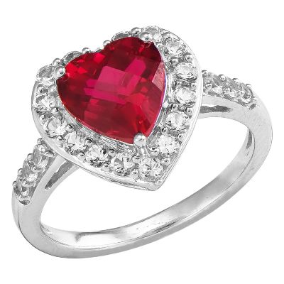 Heart-Shaped Lab-Created Ruby Ring